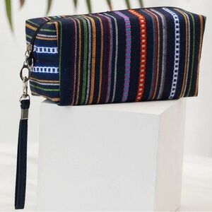 Tribal Striped Cosmetic Zipper Pouch Toiletry Makeup Bag Travel Case